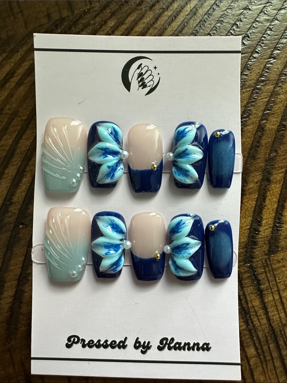 Blue & Nude Press-On Nail Set